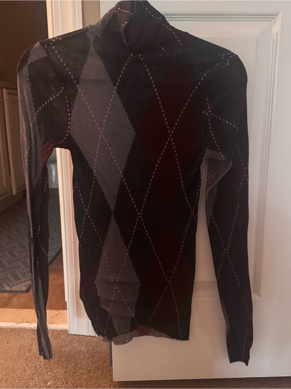 COS diamond print gray black wool turtlenec Size M